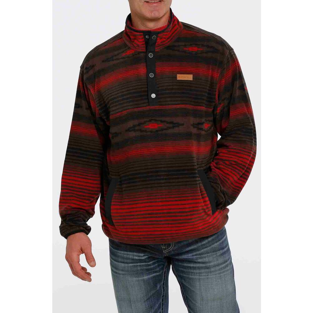Cinch Men’s Aztec Fleece Pullover Brown, Size Medium